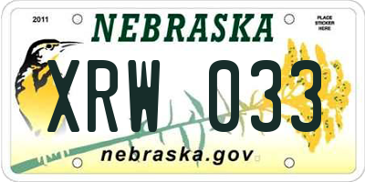 NE license plate XRW033