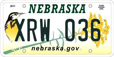 NE license plate XRW036