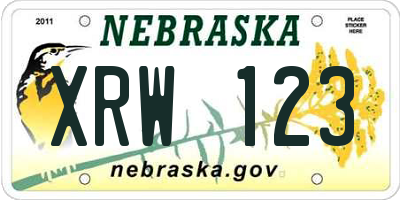 NE license plate XRW123