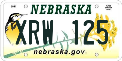 NE license plate XRW125