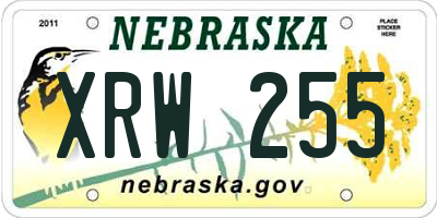NE license plate XRW255