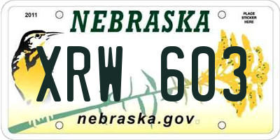 NE license plate XRW603