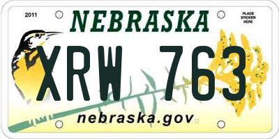 NE license plate XRW763
