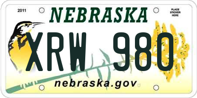 NE license plate XRW980