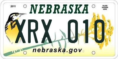 NE license plate XRX010
