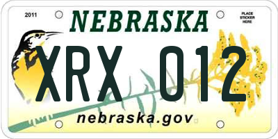 NE license plate XRX012