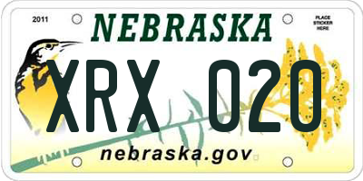 NE license plate XRX020