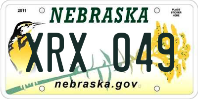 NE license plate XRX049