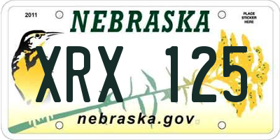 NE license plate XRX125