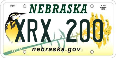 NE license plate XRX200