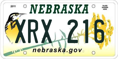 NE license plate XRX216