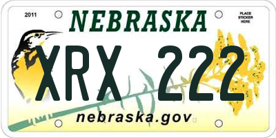 NE license plate XRX222