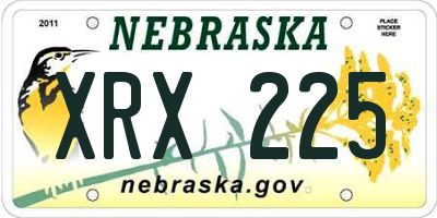NE license plate XRX225