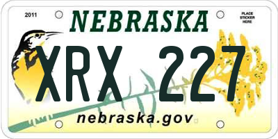 NE license plate XRX227