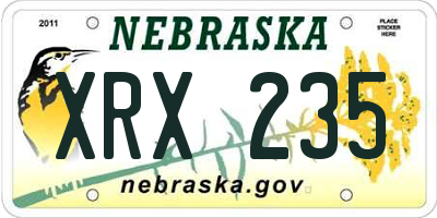 NE license plate XRX235