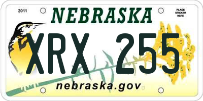 NE license plate XRX255