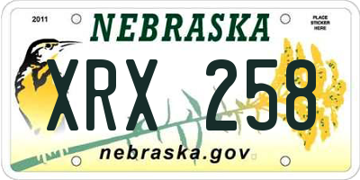 NE license plate XRX258