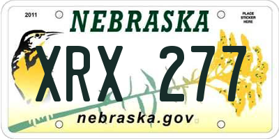 NE license plate XRX277