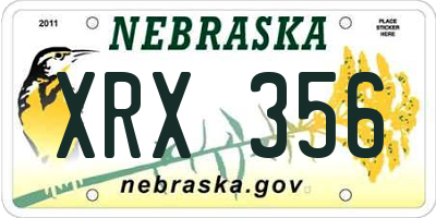 NE license plate XRX356