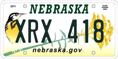 NE license plate XRX418