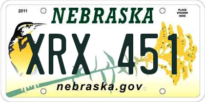 NE license plate XRX451