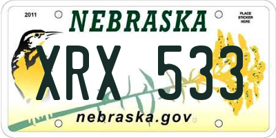 NE license plate XRX533