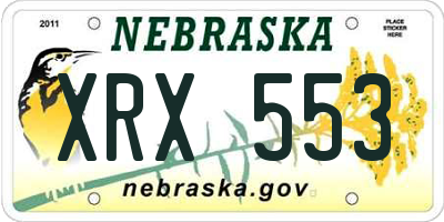 NE license plate XRX553