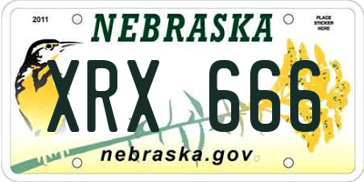 NE license plate XRX666