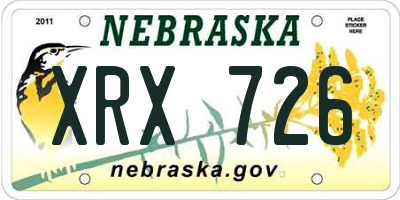 NE license plate XRX726