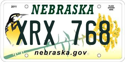 NE license plate XRX768