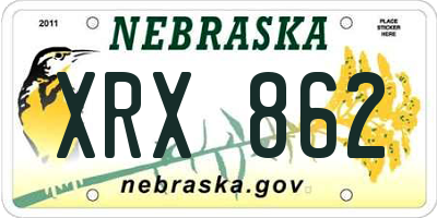 NE license plate XRX862