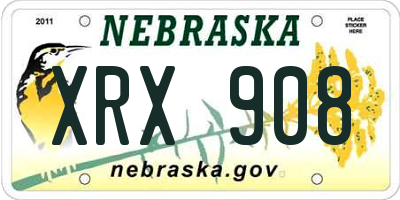 NE license plate XRX908