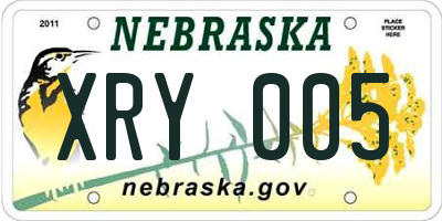 NE license plate XRY005