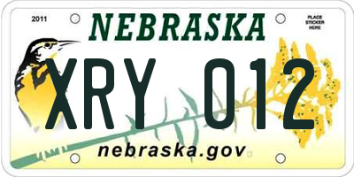 NE license plate XRY012