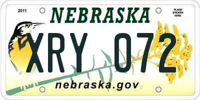 NE license plate XRY072