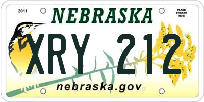 NE license plate XRY212
