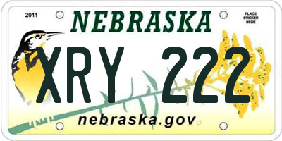 NE license plate XRY222