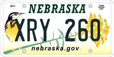 NE license plate XRY260