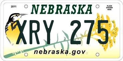 NE license plate XRY275