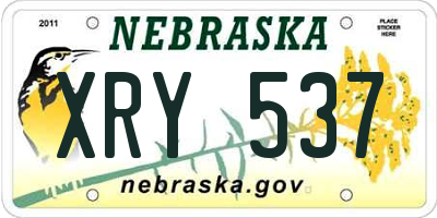 NE license plate XRY537