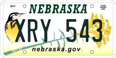NE license plate XRY543