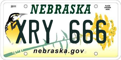 NE license plate XRY666