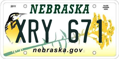 NE license plate XRY671