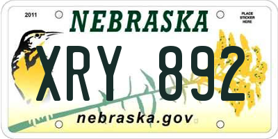 NE license plate XRY892