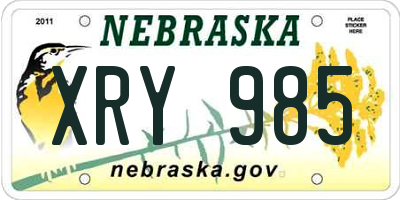 NE license plate XRY985