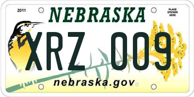 NE license plate XRZ009