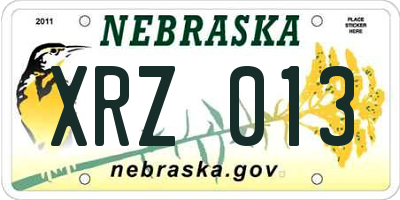 NE license plate XRZ013