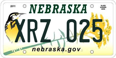 NE license plate XRZ025