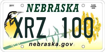NE license plate XRZ100
