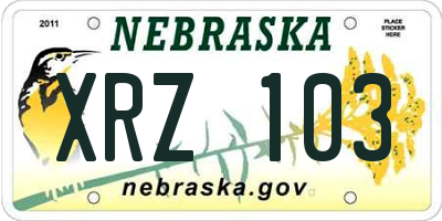 NE license plate XRZ103